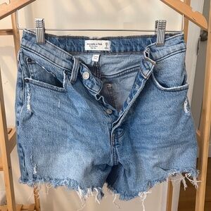 Abercrombie & Fitch Light Blue Distressed Curve love Shorts